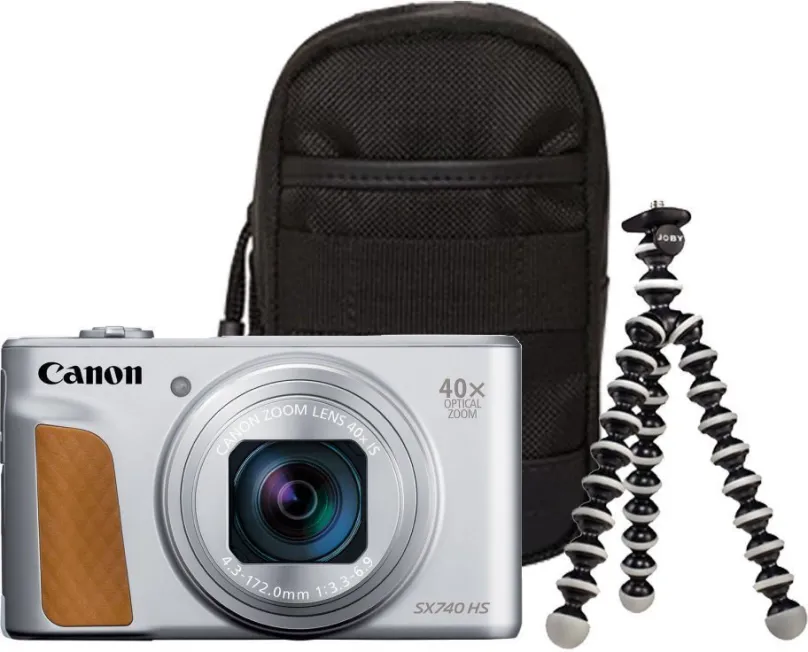 Digitálny fotoaparát Canon PowerShot SX740 HS strieborný Travel kit