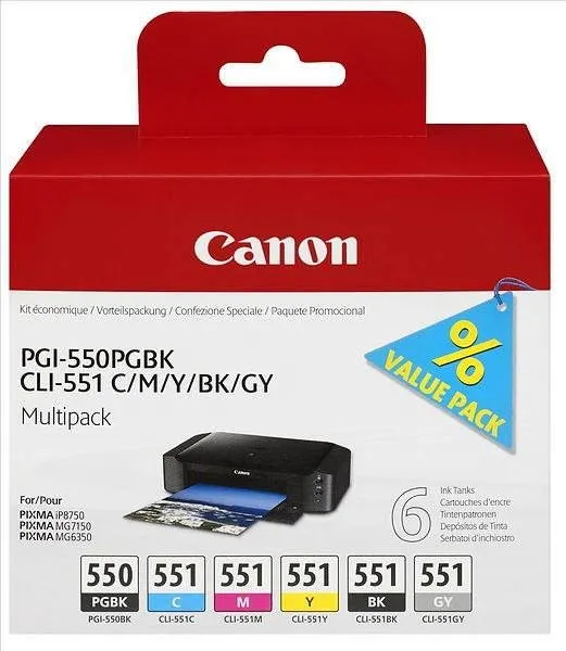 Cartridge Canon PGI-550 / CLI-551 PGBK / C / M / Y / BK / GY Multi Pack