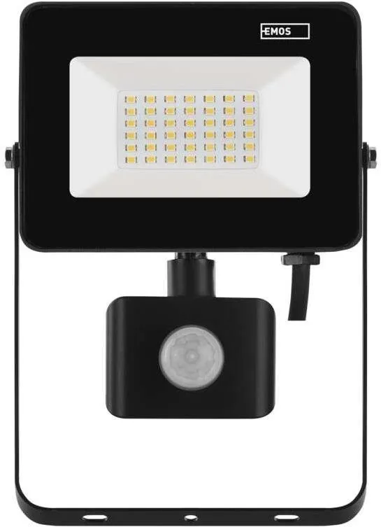 LED reflektor EMOS LED reflektor SIMPO s pohybovým čidlom, 30 W, čierny, neutrálna biela