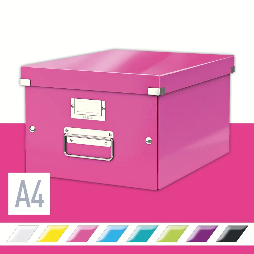 Archivačná krabica LEITZ WOW Click & Store A4 28.1 x 20 x 37 cm, ružová