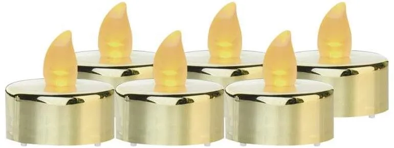 LED sviečka EMOS LED dekorácia – 6x čajová sviečka zlatá, 6x CR2032, vnútorná, vintage