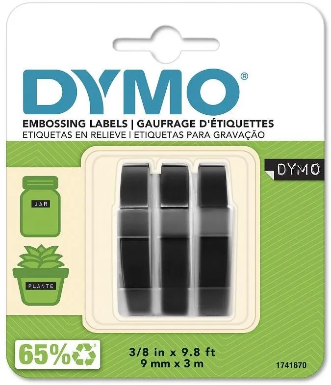 TZ páska Dymo 3D páska, čierna, 1 blister / 3 ks, 9 mm x 3 m