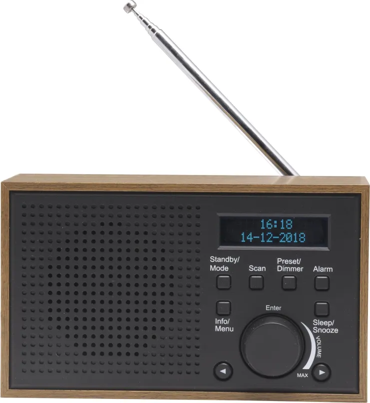 Rádio Denver DAB-46 Dark Grey, klasické, prenosné, DAB+ a FM tuner, výkon 2 W, výstup 3,5