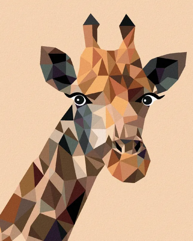 Maľovanie podľa čísel Abstraktná žirafa na oranžovom pozadí, 80x100 cm, bez rámu a bez vypnutia plátna