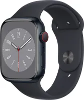Chytré hodinky Apple Watch Series 8 45mm Cellular Temne atramentový hliník s temne atramentovým športovým remienkom