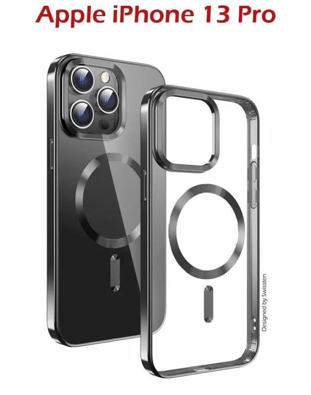Kryt na mobil Swissten Clear Jelly MagStick Metallic pre iPhone 13 Pre čiernych