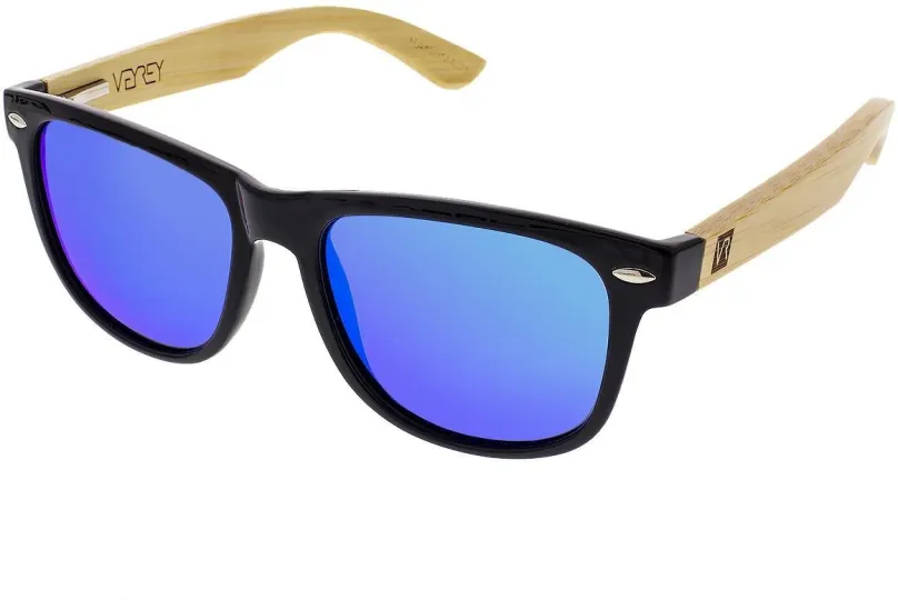 Slnečné okuliare VeyRey Drevené polarizačné slnečné okuliare hranaté Conifer modrá sklá