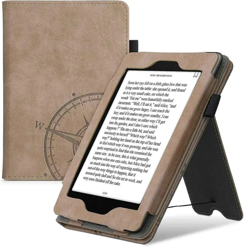 Púzdro na čítačku kníh KW Mobile - Navigational Compass - KW5626801 - Púzdro pre Amazon Kindle Paperwhite 1/2/3 - hnedé