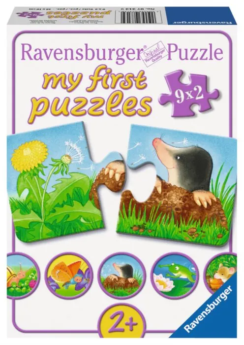 RAVENSBURGER Moje prvé puzzle Zvieratká v záhradke 9x2 dieliky