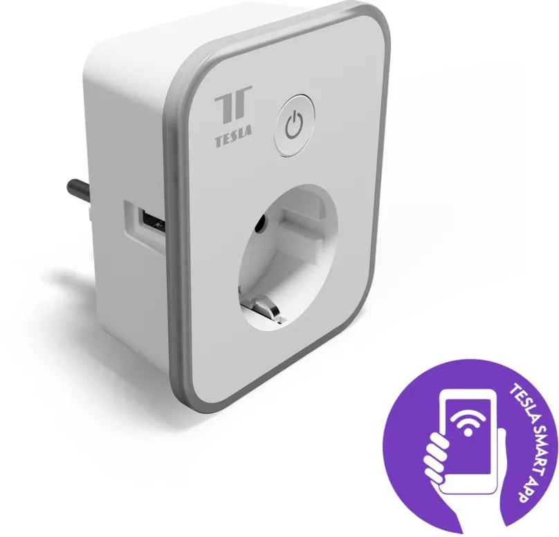 Chytrá zásuvka Tesla Smart Plug 2 USB, ovládaná cez Wifi, funguje samostatne, kompatibiln