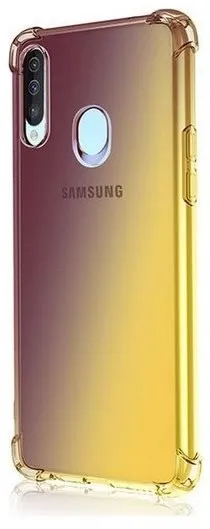 Kryt na mobil TopQ Samsung A20s silikón Shock dúhový purpurovo-žltý 54119