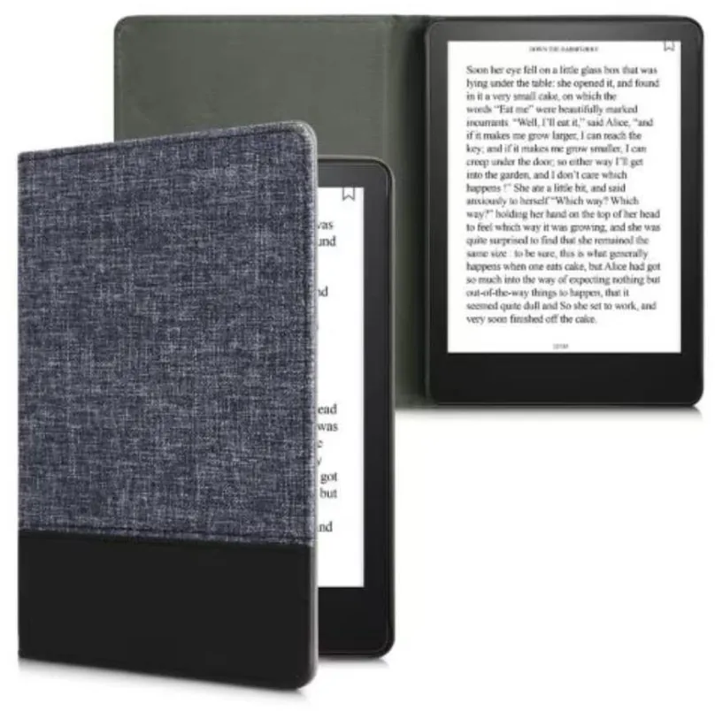 Púzdro na čítačku kníh KW Mobile - Leather And Canvas - KW5715717 - púzdro pre Amazon Kindle Paperwhite 5 (2021) - modré,