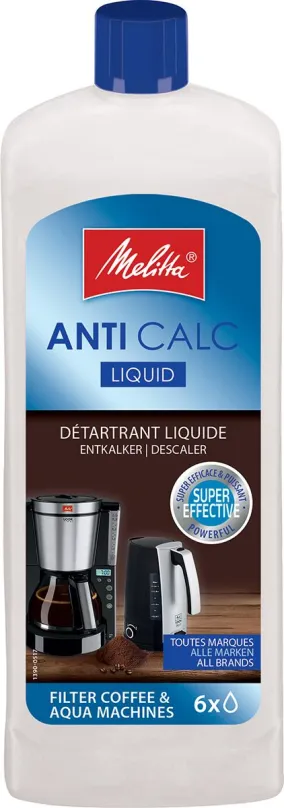 Odvápňovač Melitta Anti Calc tekutý, pre kávovary a rýchlovarné kanvice, odstráni vápenaté