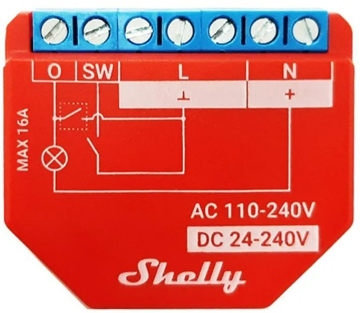 WiFi spínač Shelly Plus 1PM, spínací modul, WiFi, pre osvetlenie, elektroinštalácia, ovlád
