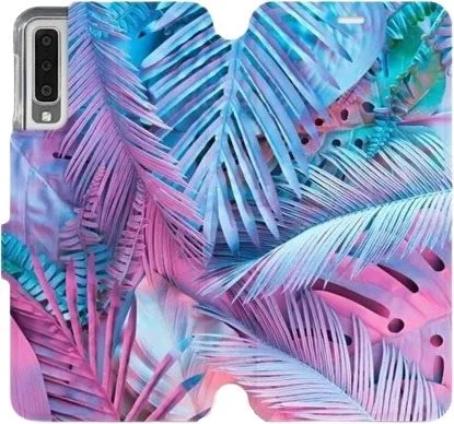 Kryt na mobil Flipové puzdro na mobil Samsung Galaxy A7 2018 - MG10S Fialové a modré listy