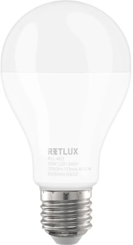LED žiarovka RETLUX RLL 463 A67 E27 bulb 20W CW