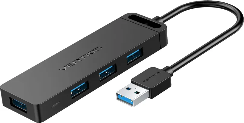 USB Hub Vention 4-Port USB 3.0 Hub with Power Supply 0.5m Black, pripojenie pomocou USB 3.