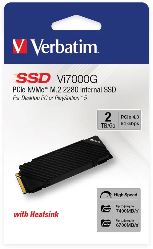 SSD disk Verbatim Vi7000G 2TB, M.2 (PCIe 4.0 4x NVMe), TLC (Triple-Level Cell), rýchlosť č