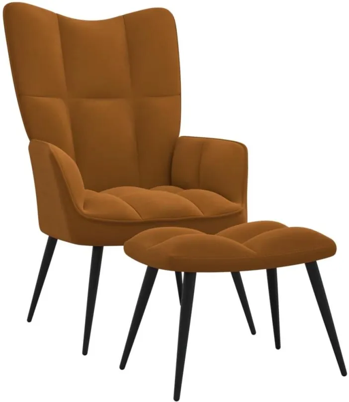Kreslo Relaxačné kreslo so stoličkou hnedé zamat, 328092