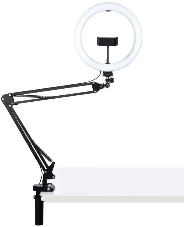Foto svetlo Puluz Selfie Ring kruhové LED svetlo 10'', držiak na stôl, čierne