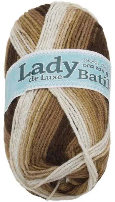 Priadza Lady de Luxe BATIK 100g - 611 biela, béžová, hnedá