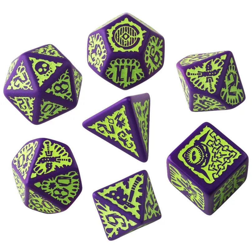Súprava kociek Pathfinder: Goblin Purple & green