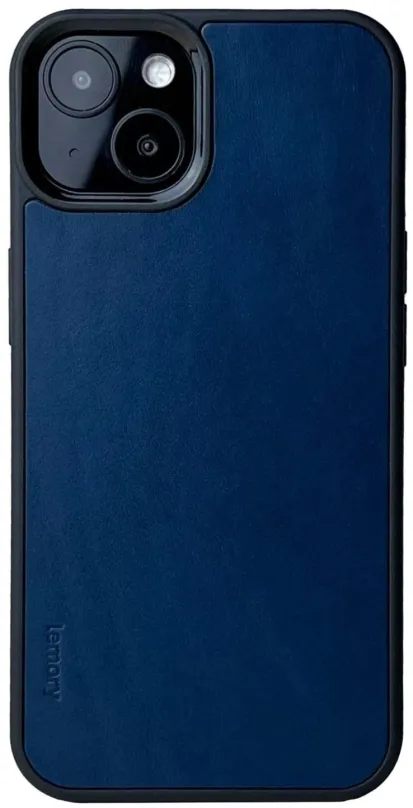 Kryt na mobil Lemory iPhone 14 kožený kryt tmavo modrá