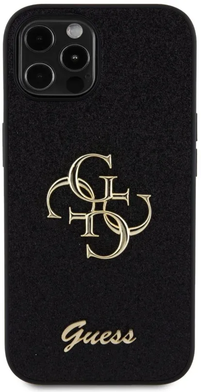 Kryt na mobil Guess PU Fixed Glitter 4G Metal Logo Zadný Kryt pre iPhone 12/12 Pro Black