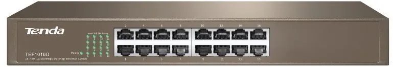 Switch Tenda TEF1016D, do racku, 16x RJ-45, 16x 10/100Base-T, prenosová rýchlosť LAN porto
