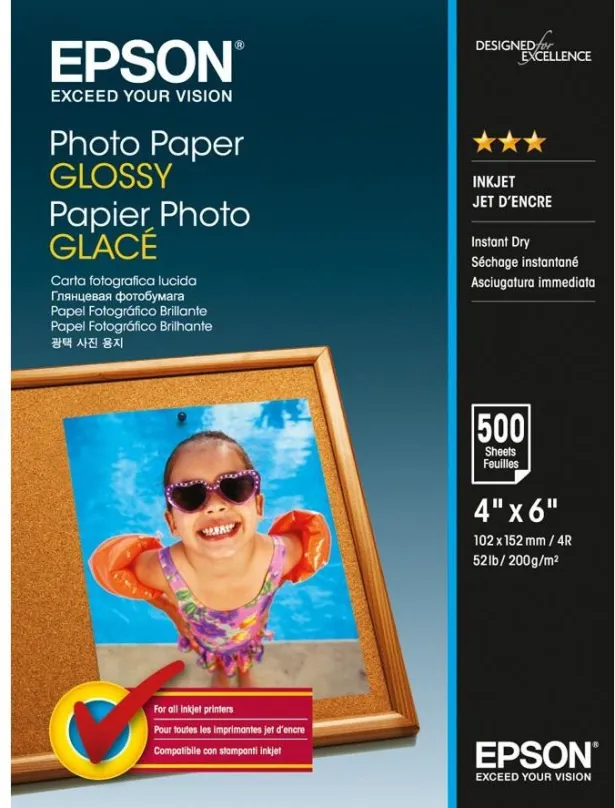 EPSON Photo Paper Glossy 10x15cm, 500 listov, 200g/m2