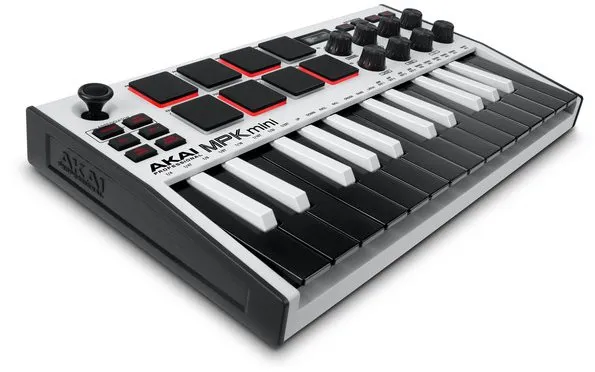 MIDI klávesy AKAI MPK mini MK3 White, 25 kláves, s dynamikou, lesklý povrch klávesov, USB