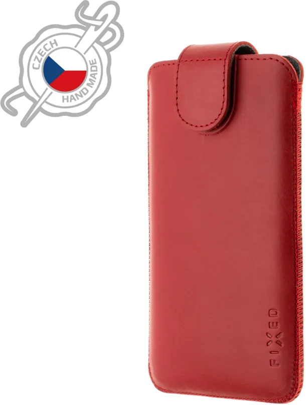 Puzdro na mobil FIXED Posh z pravej hovädzej kože veľkosť 6XL červené