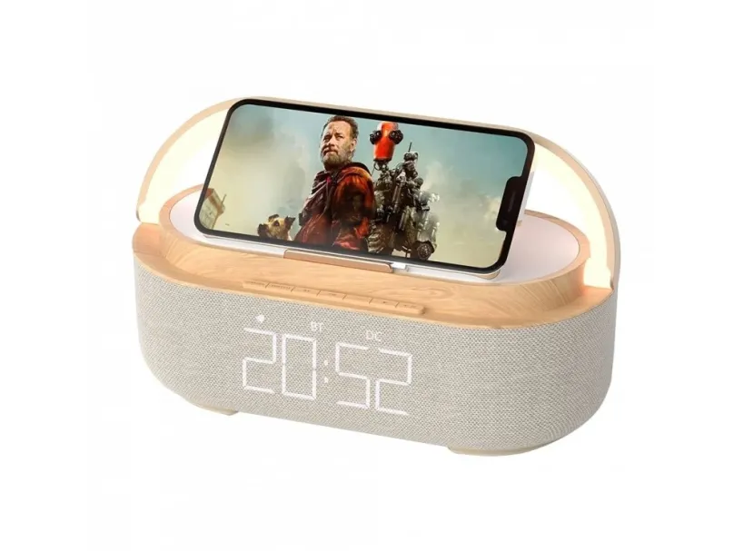 Multifunkční zařízení WG, bezdrátová nabíječka, rádio, bluetooth reproduktor, lampa