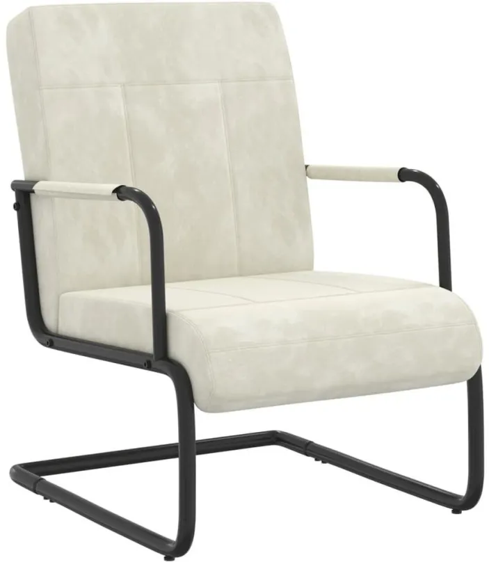Kreslo Konzolová stolička krémovo biela zamat, 325797