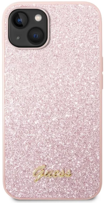 Kryt pre mobil Guess PC/TPU Glitter Flakes Metal Logo Zadný Kryt pre iPhone 14 Plus Pink