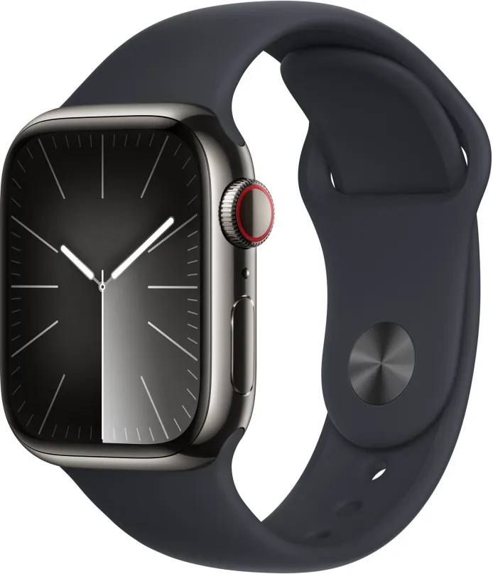 Chytré hodinky Apple Watch Series 9 41mm Cellular Grafitovo šedý nerez s temne atramentovým remienkom - S/M