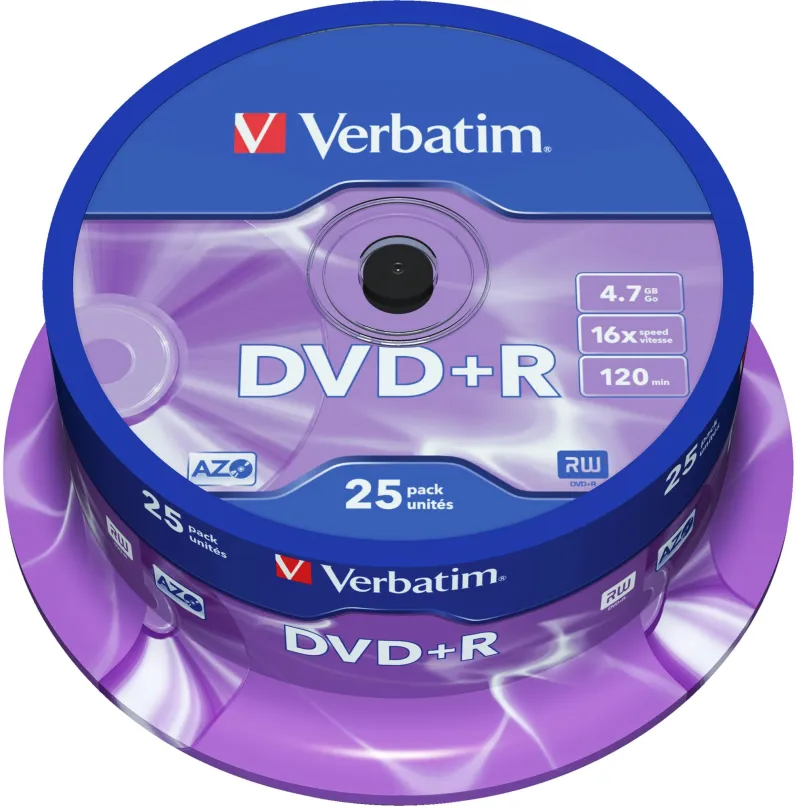 Médiá VERBATIM DVD+R AZO 4,7 GB, 16x, spindle 25 ks