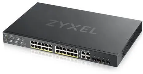 Switch Zyxel GS192024HPV2, do čajky, 28x RJ-45, 4x SFP, 24x 10/100Base-T, L2, PoE (Power o