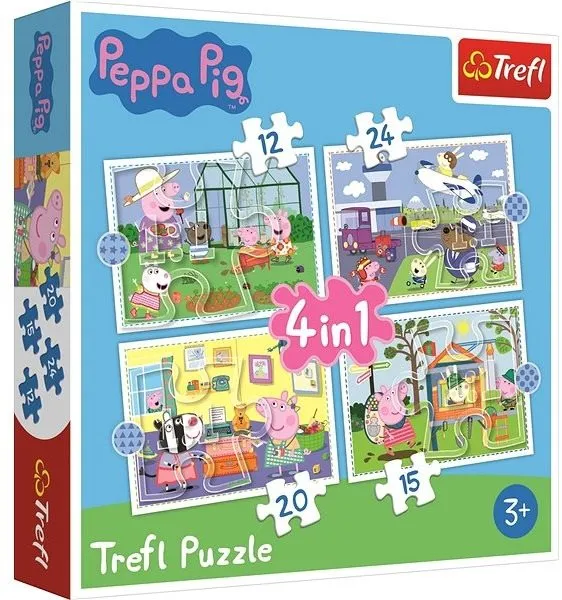 Puzzle Puzzle Prasiatko Peppa: Spomienky na prázdniny 4v1 (12,15,20,24 dielikov)