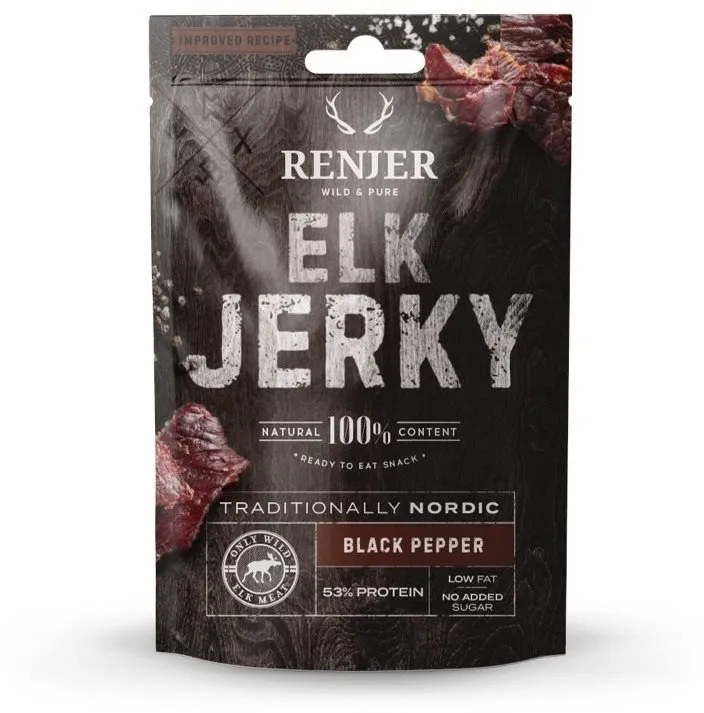 Sušené mäso Renjer Modern Nordic Elk (Losi) Jerky Black Pepper 25 g