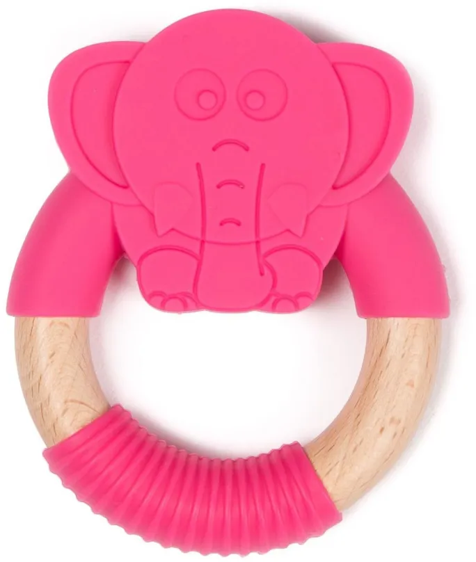 Hryzátko Bo Jungle hryzátko B-Teether Animal Wood Pink Elephant