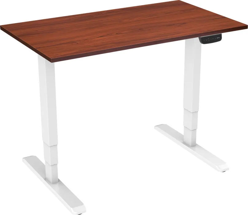 Výškovo nastaviteľný stôl AlzaErgo Table ET1 NewGen biely + doska TTE-12 120x80cm hnedá dyha