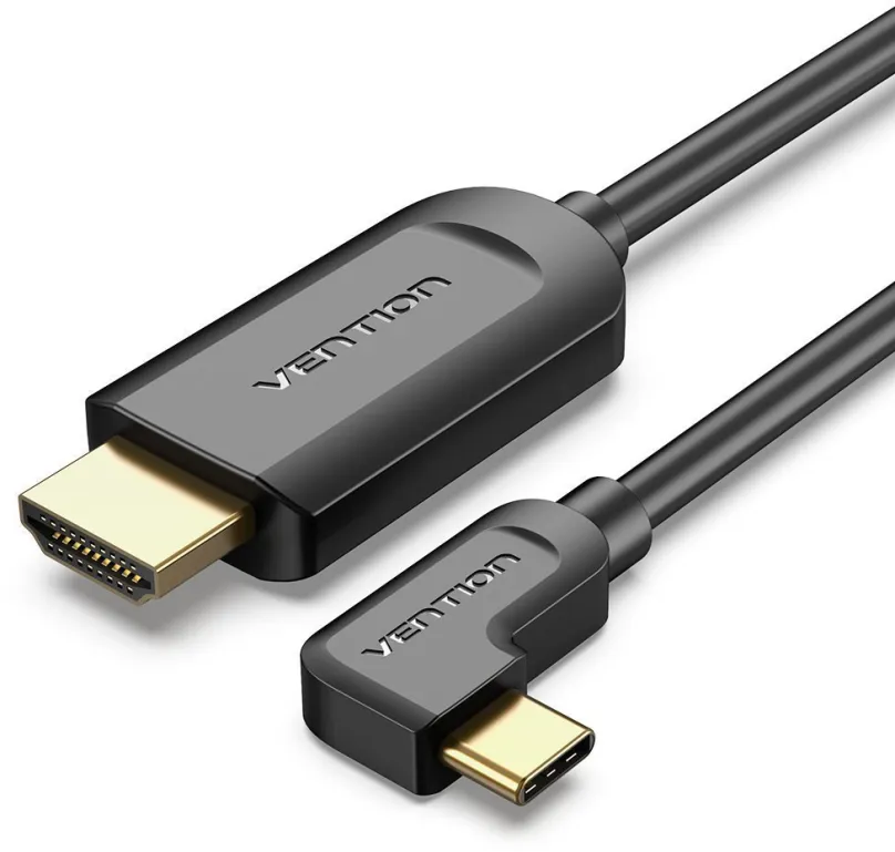 Video kábel Vention Type-C (USB-C) to HDMI Cable Right Angle 1.5m Black