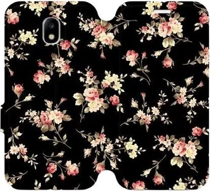 Kryt na mobil Flipové púzdro na mobil Samsung Galaxy J5 2017 - VD02S Kvety na čierne