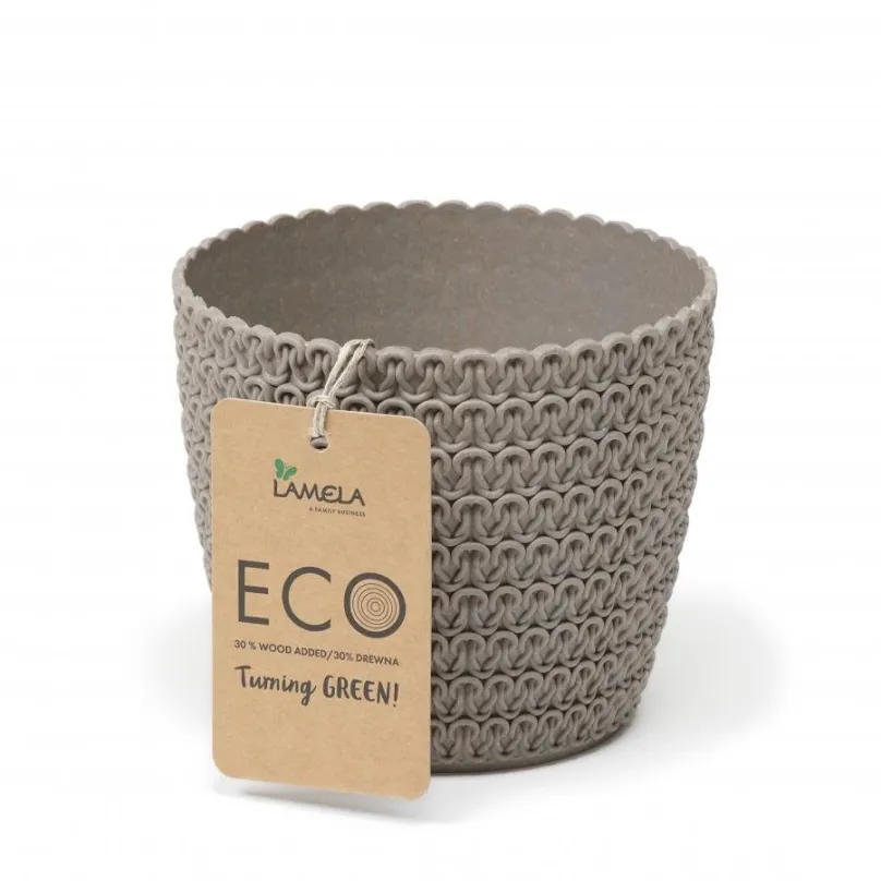 Kvetináč LAMELA, kvetináč MAGNOLIA ECO JERSEY O 22 cm, výška 18,5 cm, sivý