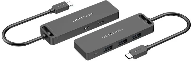 USB Hub Vention USB-C 3x USB / USB-C 3.2 Gen1 / Micro USB-B HUB 0.15 Black ABS Type