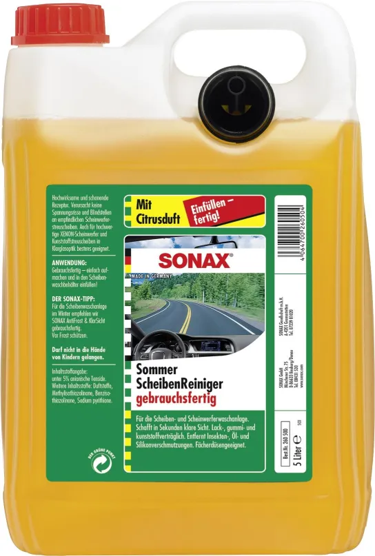Voda do ostrekovačov Sonax Letná kvapalina do ostrekovačov - citrus - na priame použitie 5l