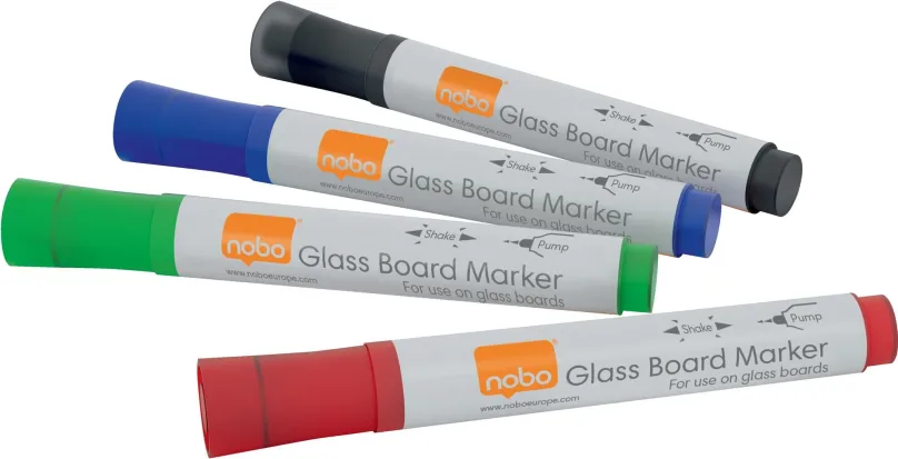 Popisovač NOBO Glass Whiteboard Markers, mix farieb - balenie 4 ks