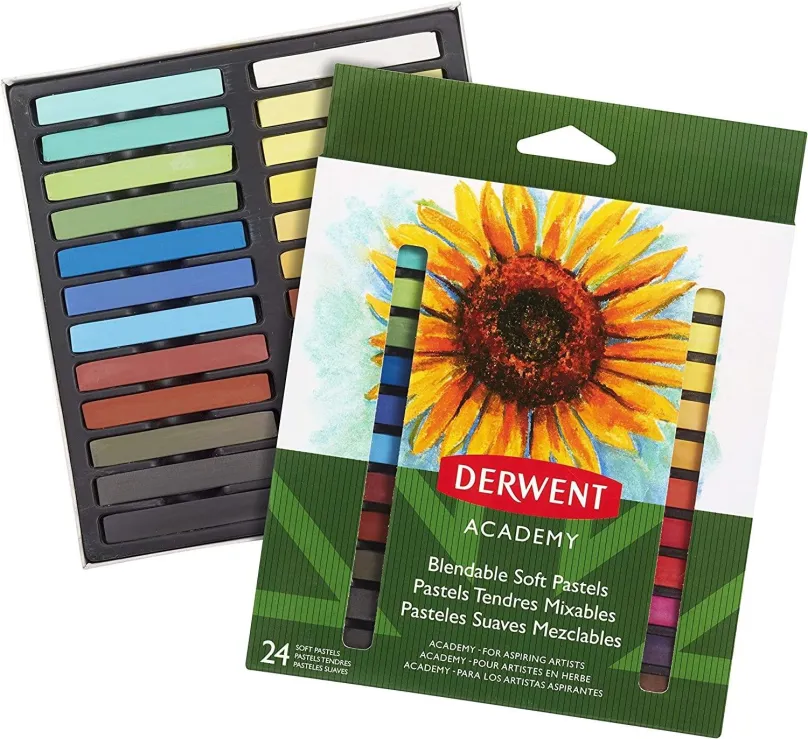 Kriedy DERWENT Academy Soft Pastels hranaté farebné kriedy - balenie 24 ks