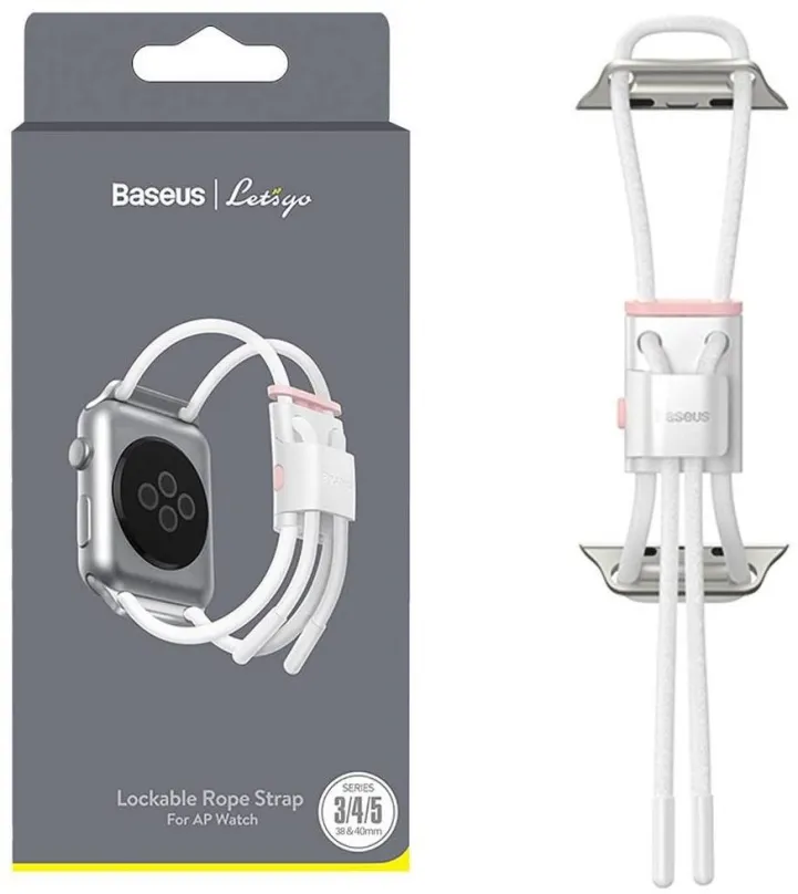 Remienok Baseus Lockable Rope Strap pre Apple Watch 38/40/41mm White&Pink
